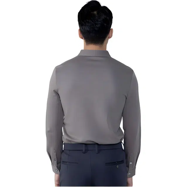 依文 纯色百搭纽扣长袖衬衫 男款