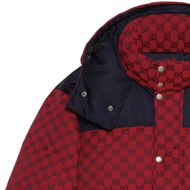 Gucci FW23 Printed Down Hoodie Jacket Red
