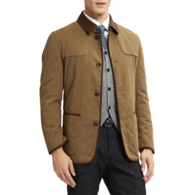佛朗尼·齐拉 纯色翻领长袖棉服 男款 驼色