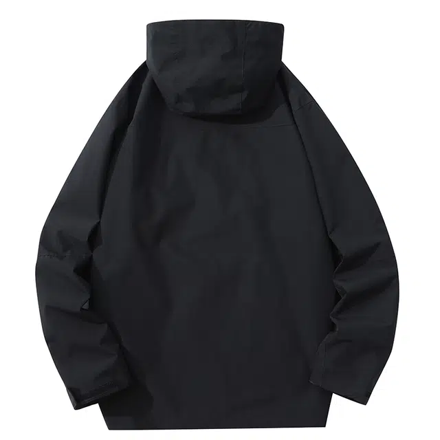 雅鹿  连帽简约百搭时尚三防运功户外登山服潮牌宽松  防水防风耐磨冲锋衣 男 黑色