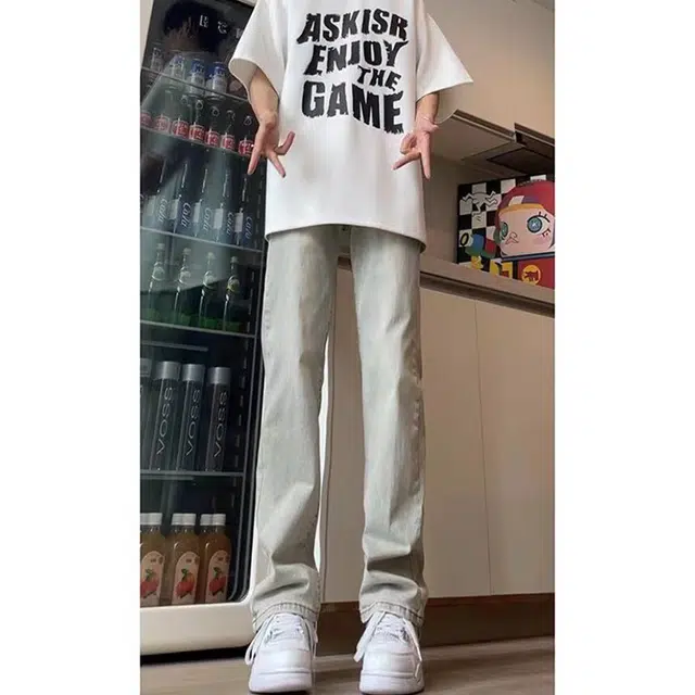 单爵 美式复古高街风多风格融合休闲百搭裤子牛仔裤 男女同款