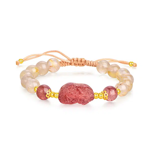 金六福吉祥 转运貔貅招财黄晶手绳 水晶 手链 女款