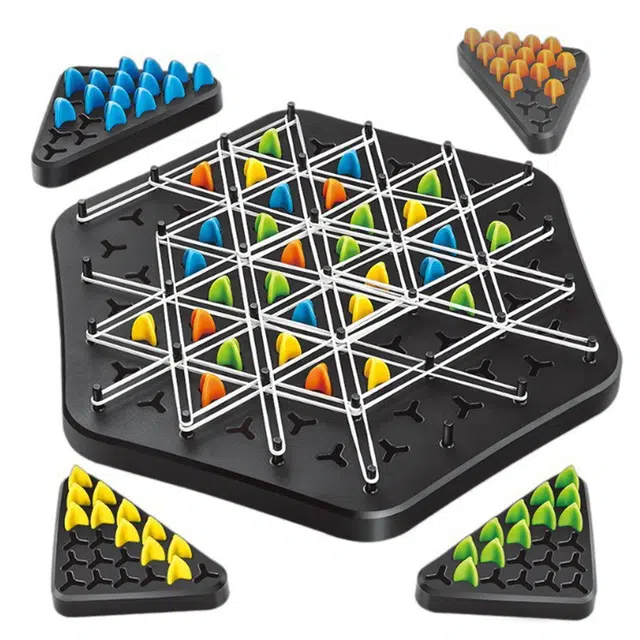 简普森 连锁三角棋皮筋 桌面互动 智力开发游戏 几何 训练双人益智对战 玩具
