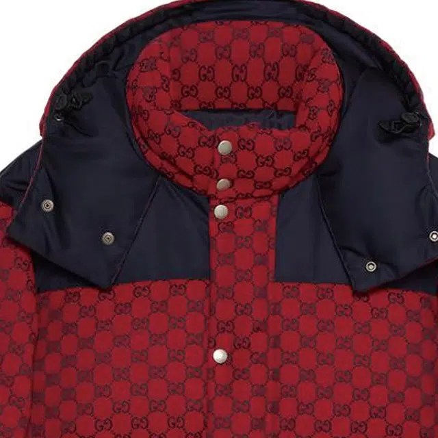 Gucci FW23 Printed Down Hoodie Jacket Red