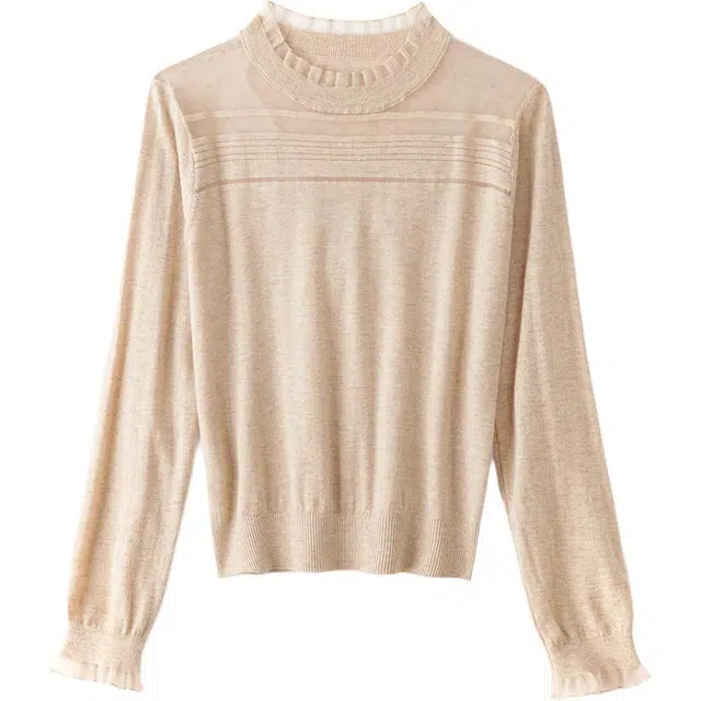 曲韩 套头立领纯色柔软舒适针织衫 女款