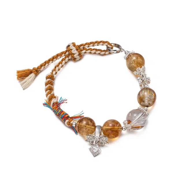 聆听花开 新中式新国风编织 财源滚滚 财运亨通 财源广进 国潮风小众设计高级民族风藏式文艺优雅编绳高品质 水晶 手链 女款