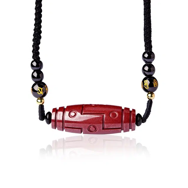 灵菲 藏文化九眼天珠 真品高含量紫金砂 小众藏式复古 平安转运 转运珠桶珠 再造辰砂朱砂 吊坠 男款