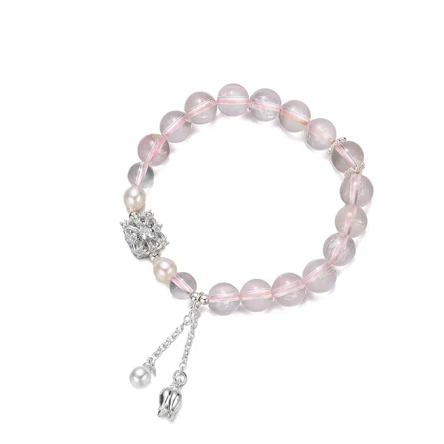 聆听花开 新中式新国风粉水流苏串珠 精准桃花 早日脱单 正缘桃花 国潮风小众设计高级感轻奢精致 水晶 手串 女款