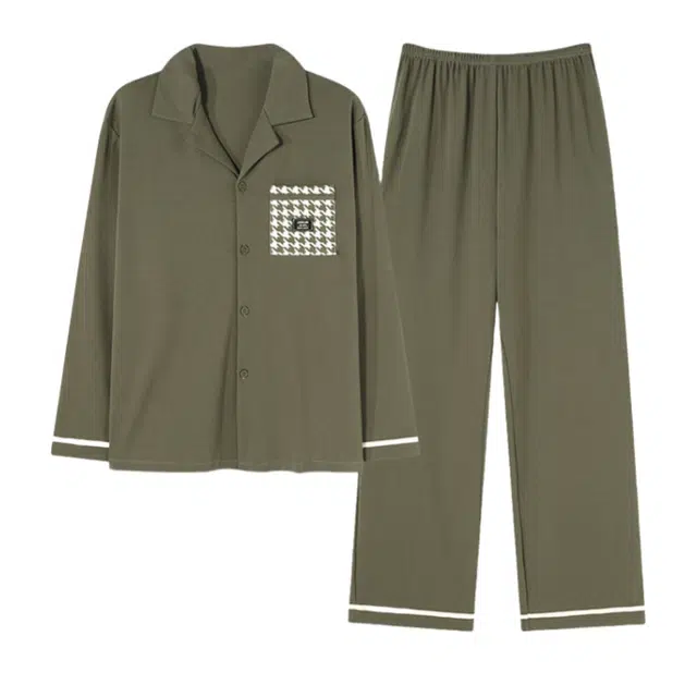 花蔓色 休闲舒适简约长袖长裤家居服可外穿睡衣套装 男女同款