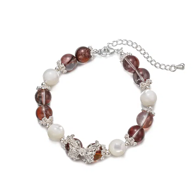 聆听花开 新中式新国风蝴蝶结红胶花 诸事顺利一帆风顺 时来好运 国潮风小众设计高级感轻奢精致文艺优雅高品质 水晶 手链 女款