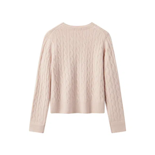 森马 圆领纯色简约套头绞花毛衣 女款