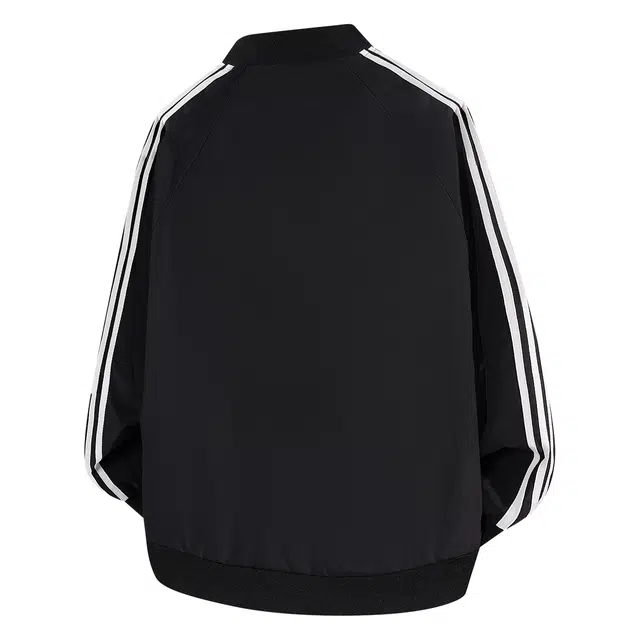 雅鹿 美式高街潮流印花高级感学院风开衫纯色休闲宽松基础款夹克外套 男女同款 黑色