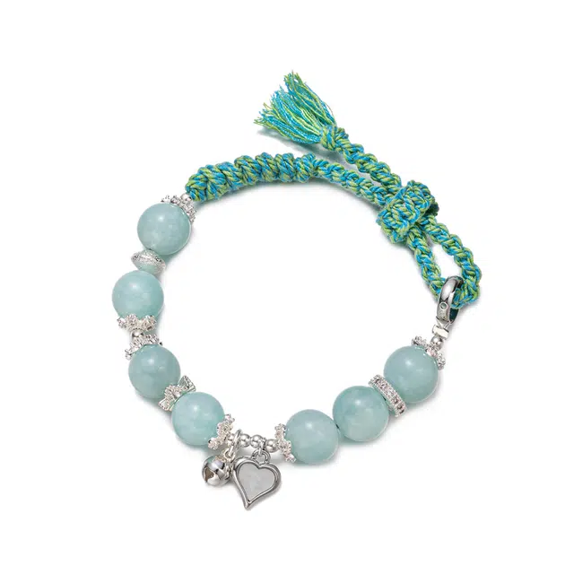 聆听花开 新中式新国风蓝色编织手绳 水逆绝缘体 水逆退散 时来好运 国潮风小众设计高级民族风藏式文艺优雅古典编绳高品质 玛瑙 手链 女款