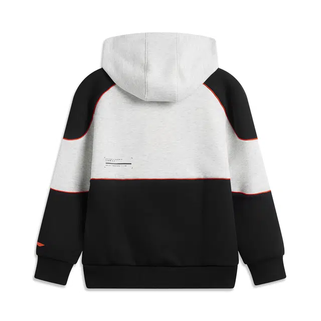 李宁儿童 篮球 连帽洋气简约字母插肩长袖美式卫衣 黑色 青少年