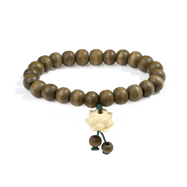 【普陀山官方已祝福】 普陀山文创 好运莲莲有钱花串珠转运珠文玩佛珠木珠 生日纪念日送礼礼盒 绿檀 手串 男女同款情侣款