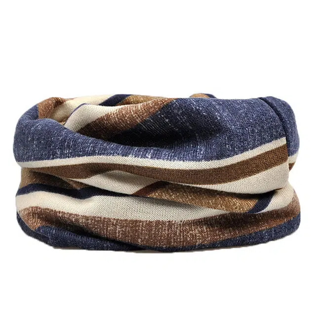 浪莎 秋冬季条纹双层针织堆堆防风护颈保暧 涤纶 绒线帽 男女同款情侣款