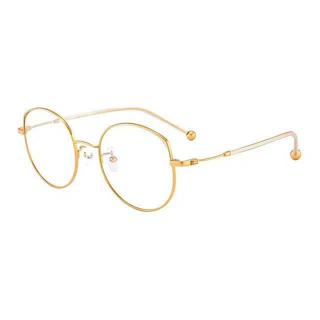 佐川 超轻纯钛多边形眼镜 时尚百搭猫眼镜框 个性圆框 可配防蓝光变色  纯钛 猫眼 光学镜架 男女同款情侣款 金色/玫瑰金
