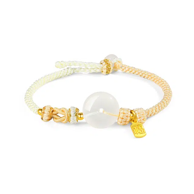 【普陀山官方已祝福】 普陀山文创 时来运转平安顺遂平安扣编织红绳吉祥如意转运手工编织手绳 礼盒 玉髓 手链 男女同款情侣款