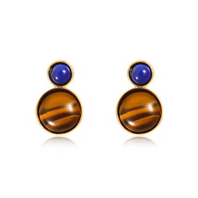 韵系 复古美拉德撞色 铜镀金 耳环 女款