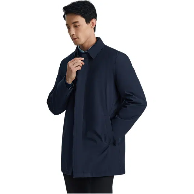 迪柯尼 纯色翻领时尚商务休闲羽绒服 男款 深宝蓝
