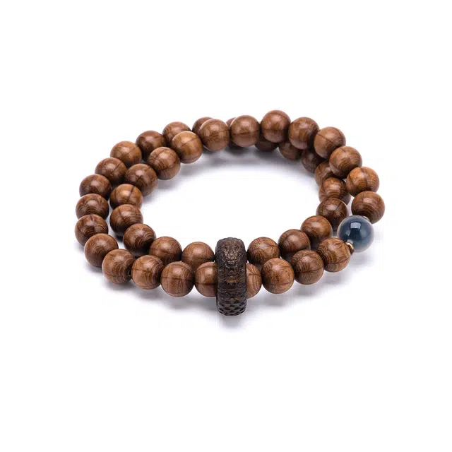 聆听花开 新中式复古木作双层串珠 民族风佛系佛珠盘玩文艺手珠小众设计高级感 六道木 手串 男女同款情侣款