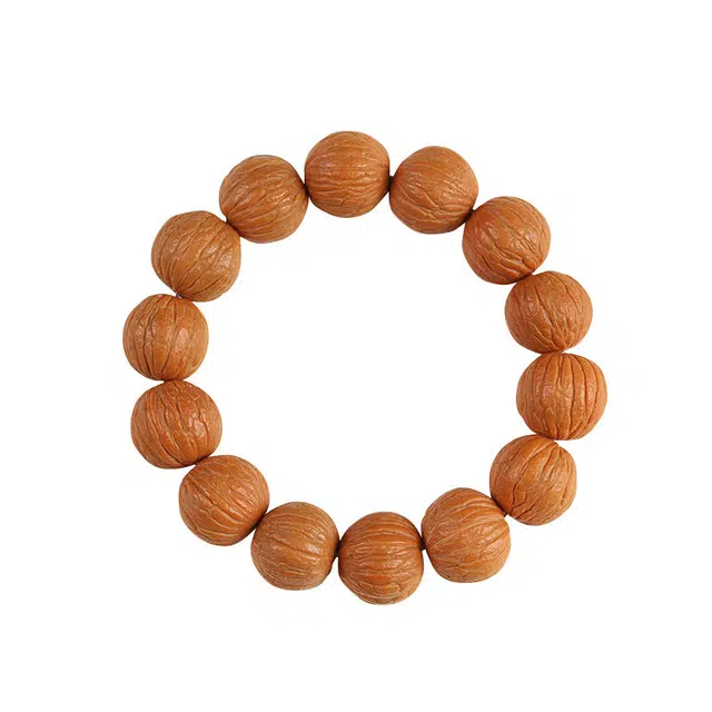 凯真 国潮新中式原桩精品无修凤羽单圈 文玩盘玩串复古民族风个性单圈南瓜 猴头核桃 手串 男女同款情侣款