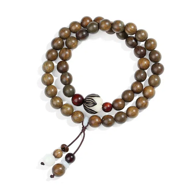 【普陀山官方已祝福】 普陀山文创 好运莲莲转运手链文玩念珠多圈叠戴串 纪念日生日礼盒送礼 女友 绿檀 木作手串 男女同款情侣款