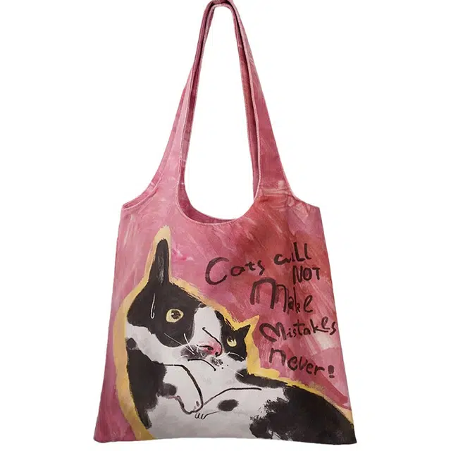 奥松 可爱设计感小众松弛上班大容量通勤袋包 绒面科技布 单肩包 常规 男女同款情侣款 赖赖猫