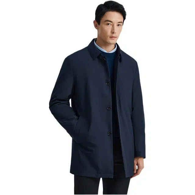 迪柯尼 纯色翻领时尚商务休闲羽绒服 男款 深宝蓝