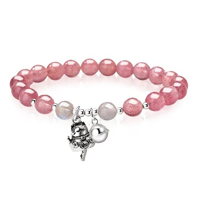 金六福吉祥 草莓晶福运招财猫 水晶 手串 女款