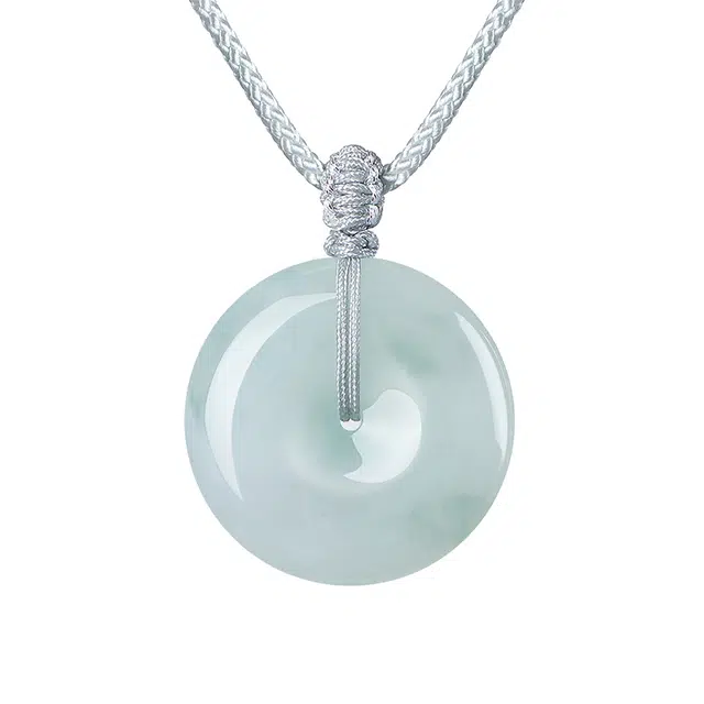 周大生 雅逸平安扣翡翠平安扣编绳链小众新中式国潮国风可调节锁骨链家人闺蜜好友送礼生日礼 糯种 项链 男女同款情侣款