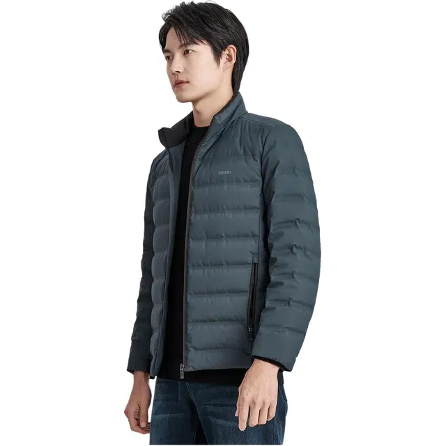 迪柯尼 简约立领舒适羽绒服 男款 灰蓝