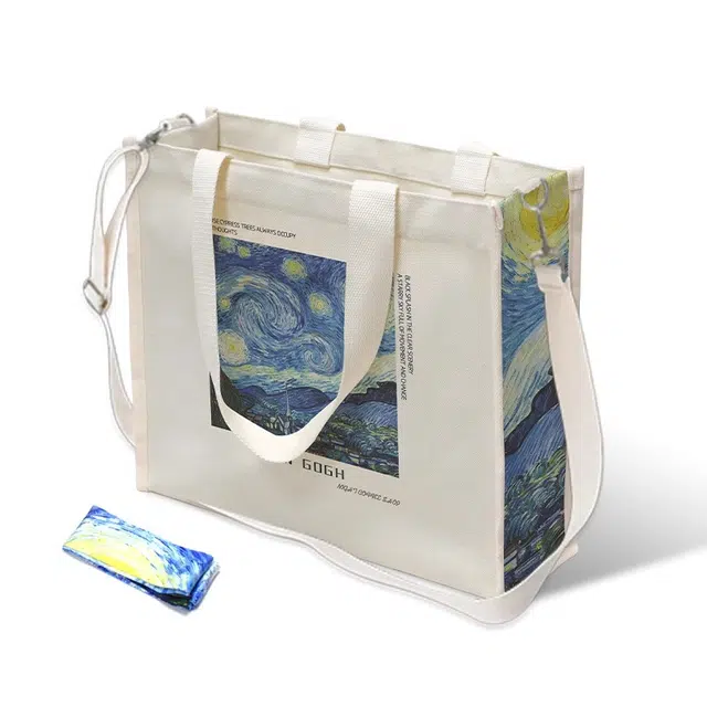 奥松 油画包上课大学生斜挎大容量日系手提袋 帆布 帆布包单肩包 大号 男女同款情侣款 多色