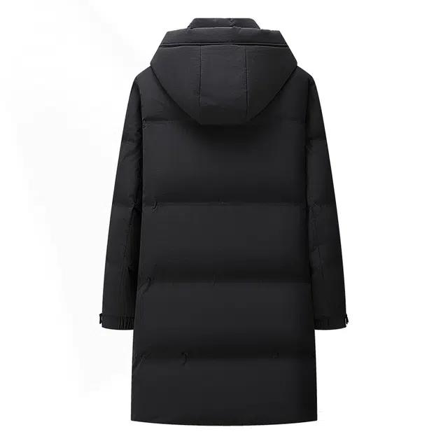 雅鹿 中长款男士连帽商务休闲羽绒服 男款 黑色