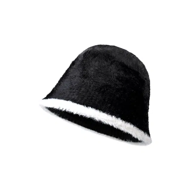 木林森 秋冬毛绒绒小香风保护韩版显脸小 仿兔毛 渔夫帽 男女同款情侣款