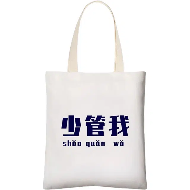 奥松 趣味文字休息百搭 帆布 帆布包单肩包 男女同款情侣款 藏青色/黑色