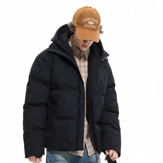 雅鹿 美式潮流基础款简约连帽加厚保暖纯色棉袄百搭休闲宽松户外防寒高级感学院风棉服 男女同款