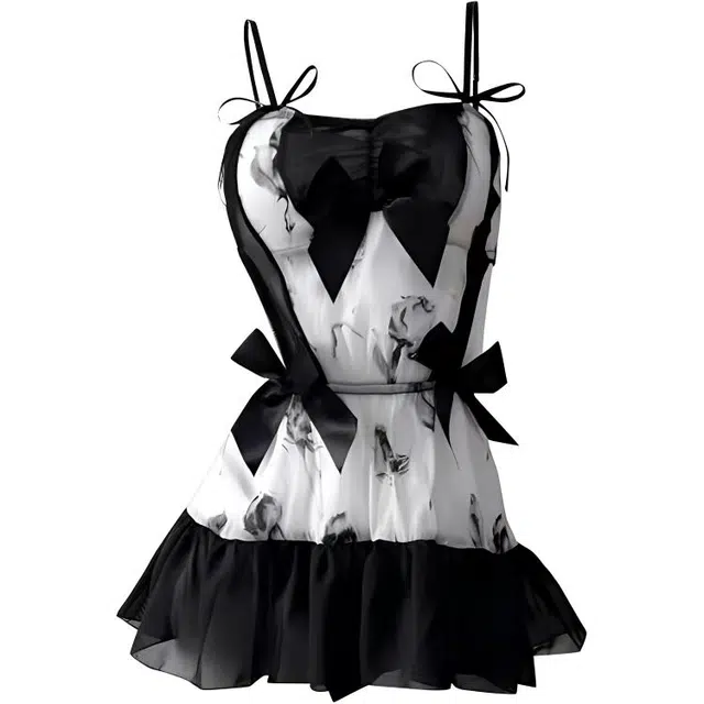 秀黛 法式家居服可外穿纯欲风时尚无袖睡裙 女款 图色