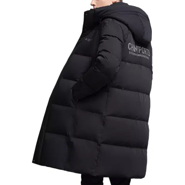 雅鹿 纯色舒适连帽长袖羽绒服 男款