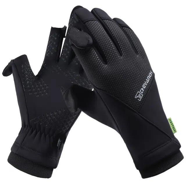 山一丸 冬季骑车加绒防滑触屏加长保暖骑行 超纤 奥粒绒 潜水布 导电纤维 手套 男款