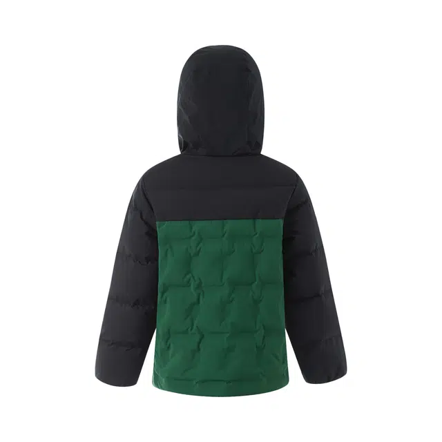 李宁儿童 时尚宽松舒适洋气潮流拼接百搭羽绒服 云杉绿 青少年