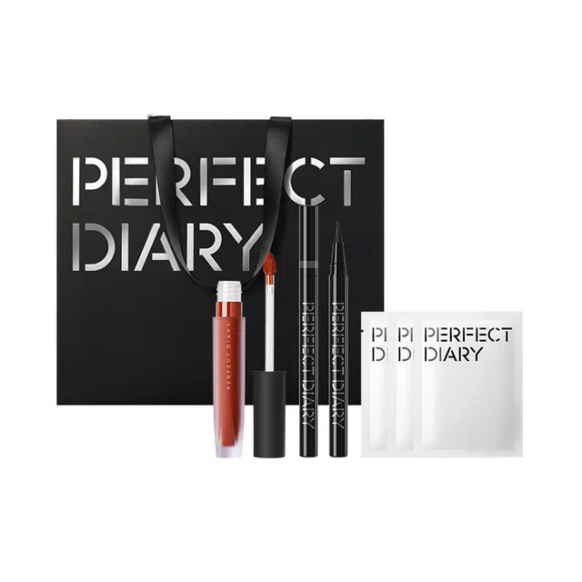 完美日记 眼妆唇妆彩妆套装口红套装唇釉套装眼线液笔睫毛膏眉笔礼袋润唇膏夏季卸妆湿巾日常 易上色丝绒自然素颜气色