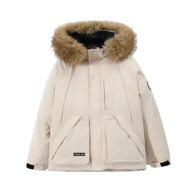 玉儿恋 韩版宽松时尚百搭毛领连帽设计感保暖简约棉服 女款