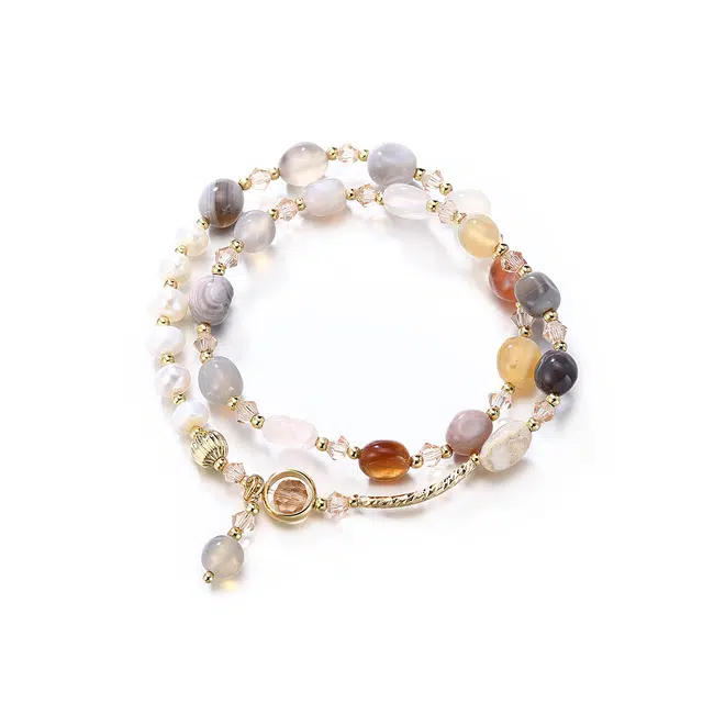 珂里 悦己系列 甜美可爱锦色双层晶石叠戴 气质优雅 彼得石 手串 男女同款情侣款