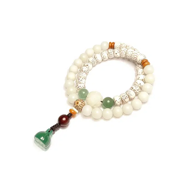 谧月珠宝 路路通转运 国潮新中式轻奢精致创意设计高级感 平安招财素双圈缠绕叠戴 星月菩提 手串 男女同款情侣款