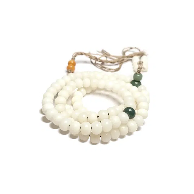 谧月珠宝 手工编绳 新中式国风韵味轻奢精致高级清冷感 小众创意设计舒适转运珠多圈叠戴 白玉菩提 手串 男女同款情侣款