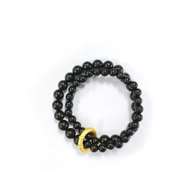 琉堇 齐天大圣紧箍咒平安扣文玩串珠 开学季必备恋爱好运 小众双圈叠戴霸气手饰 好运斗战胜佛珠串 黑檀 木作手串 男女同款情侣款