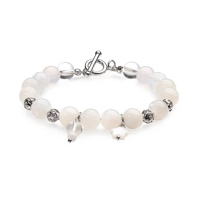 金六福吉祥 梨落白月 水晶 玉石手串 女款
