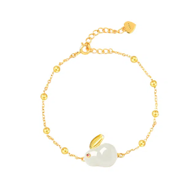 阡陌 云间玉兔 新中式国风拼接链 气质优雅甜美可爱小众高级设计  礼盒装 玉髓 手链 女款