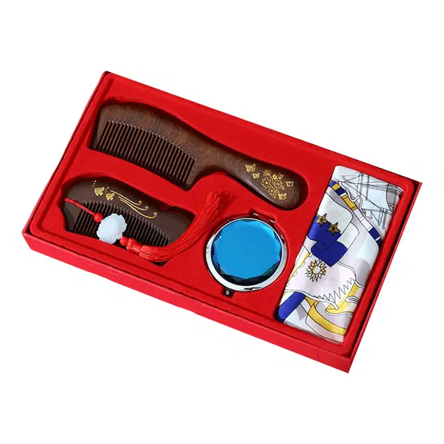 心水好物 复古檀木丝巾套装 结婚礼品礼盒套装